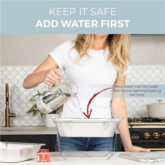 6 Pack Disposable Chafing Dish Buffet Set Half Size Pans Food Warmers Party - Picture 6 of 7